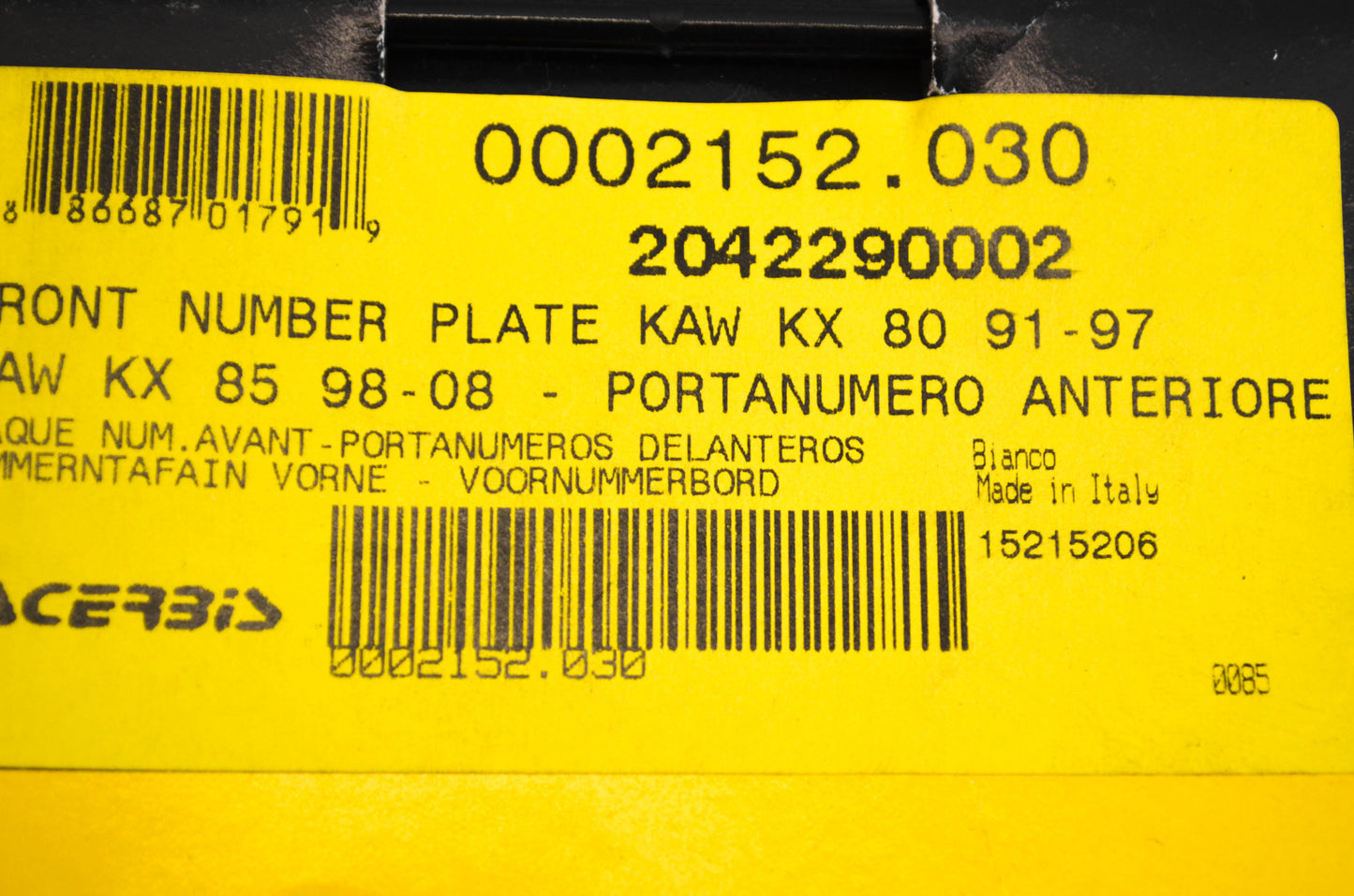 Acerbis 2042290002 Front Number Plate NOS