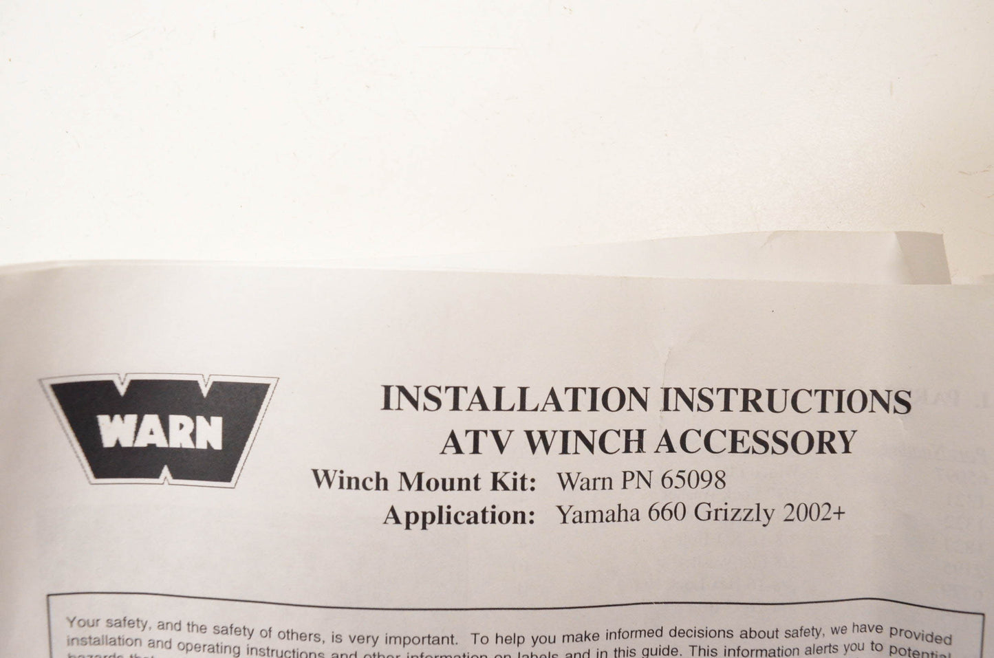 Warn 65098, W65098 Winch Mount Kit NOS