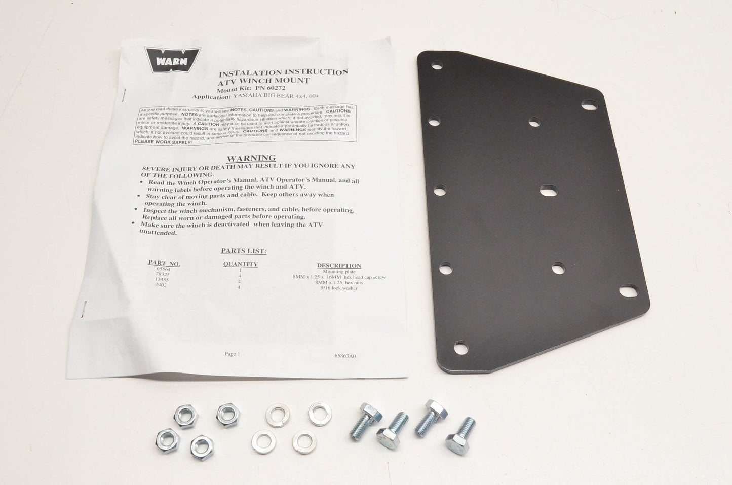 Warn 60272, W60272 Winch Mount Kit NOS