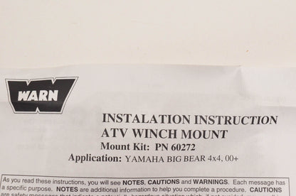 Warn 60272, W60272 Winch Mount Kit NOS