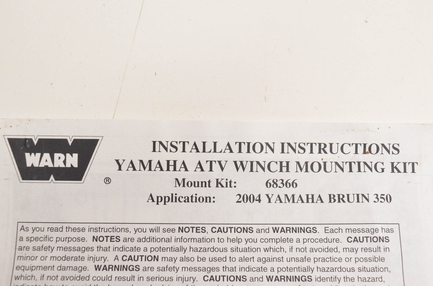 Warn 68366, W68366 Winch Mount Kit NOS