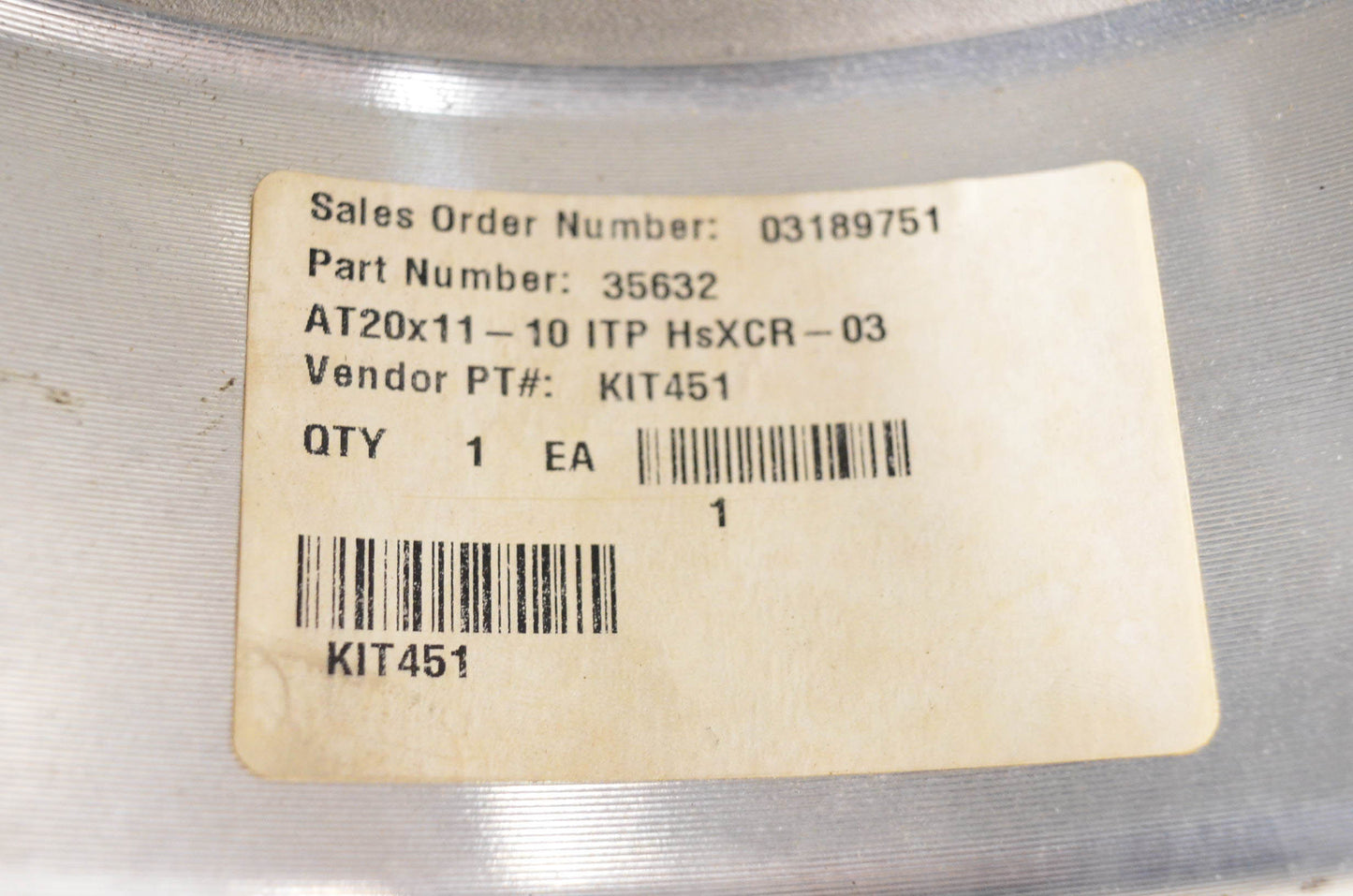 ITP 35632, KIT451, KIT-451 AT20x11-10 HsXCR-03 Rim NOS