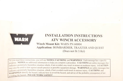 Warn 60004 Winch Mount Kit NOS