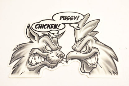 Aftermarket DA2047IN Chicken Pussy Decal Black/White 6"x4". NOS