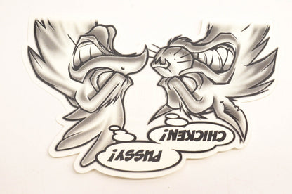 Aftermarket DA2047IN Chicken Pussy Decal Black/White 6"x4". NOS