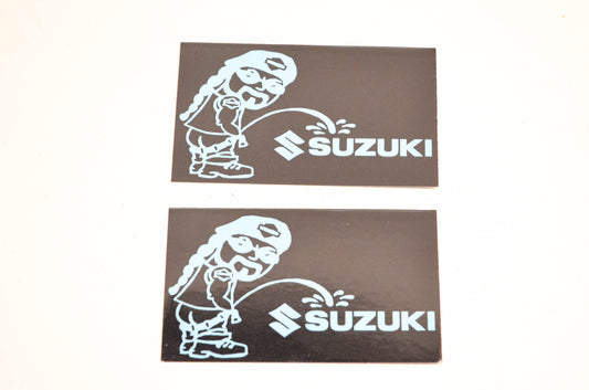 Aftermarket Pee On Suzuki Decals 3"x1-3/4". Qty 2 NOS