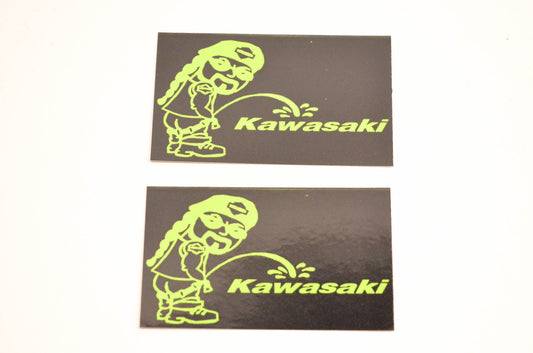 Aftermarket Pee On Kawasaki Decals 3"x1-3/4". Qty 2 NOS