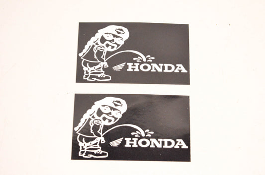 Aftermarket Pee On Honda Decals 3"x1-3/4". Qty 2 NOS