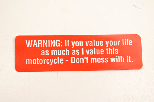 Aftermarket Motorcycle Novelty Decal 3.5"x1". NOS