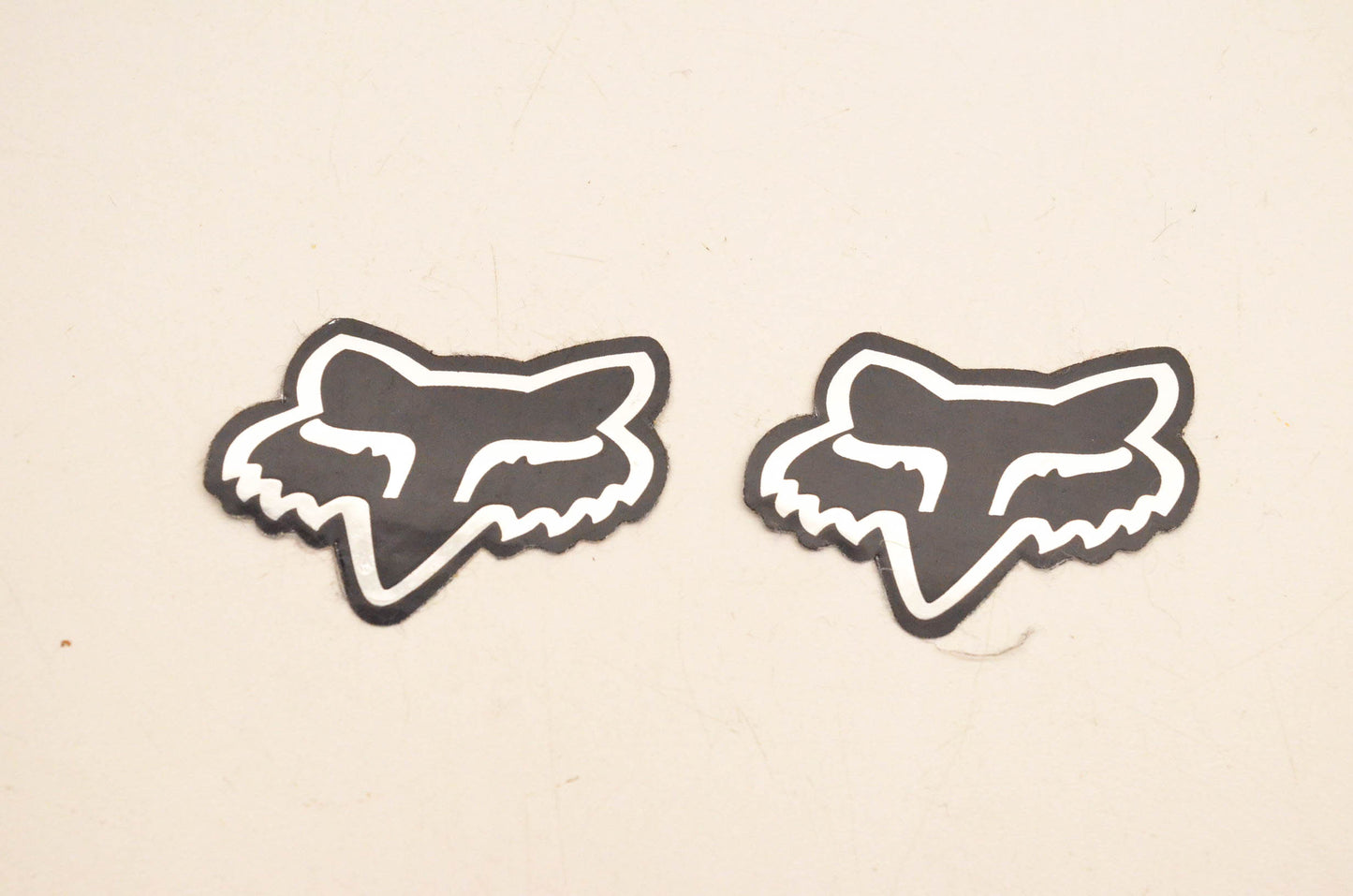 Fox Racing Mini Fox Logo Decal Black/Silver 2"x1". Qty 2 NOS