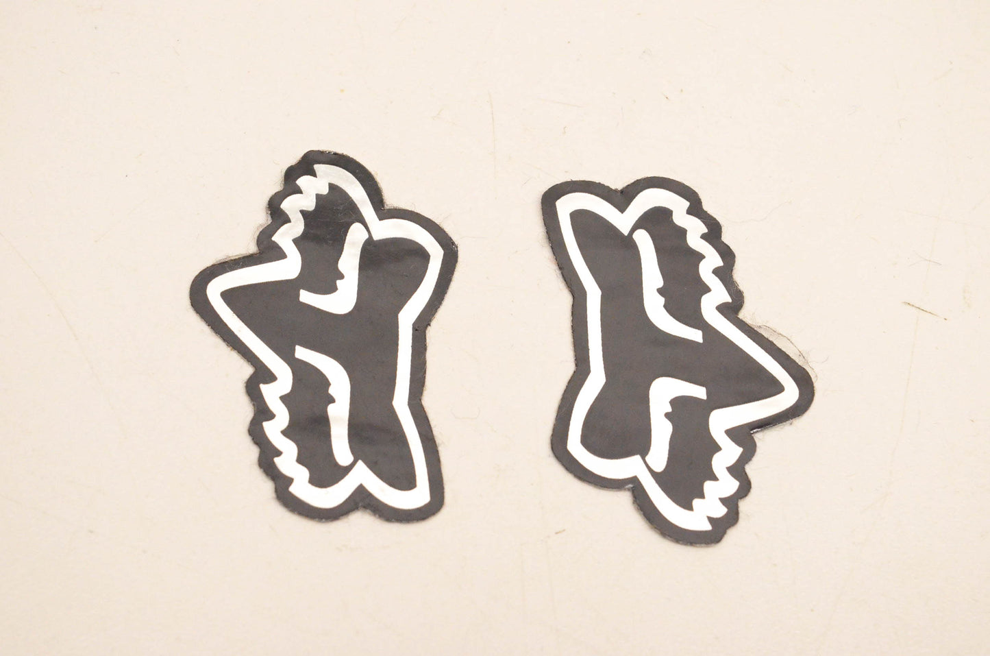 Fox Racing Mini Fox Logo Decal Black/Silver 2"x1". Qty 2 NOS