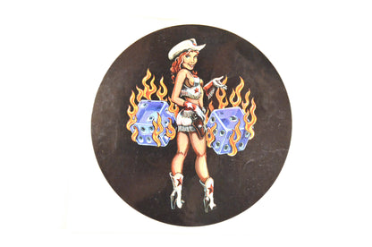 Aftermarket Cowgirl Dice Circle Decal 4". NOS