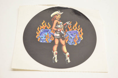 Aftermarket Cowgirl Dice Circle Decal 4". NOS
