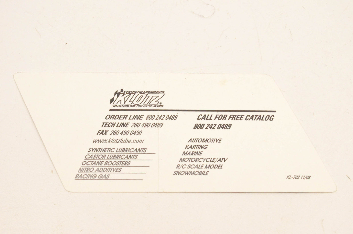 Klotz Synthetics Circle Decal 6"x2". NOS