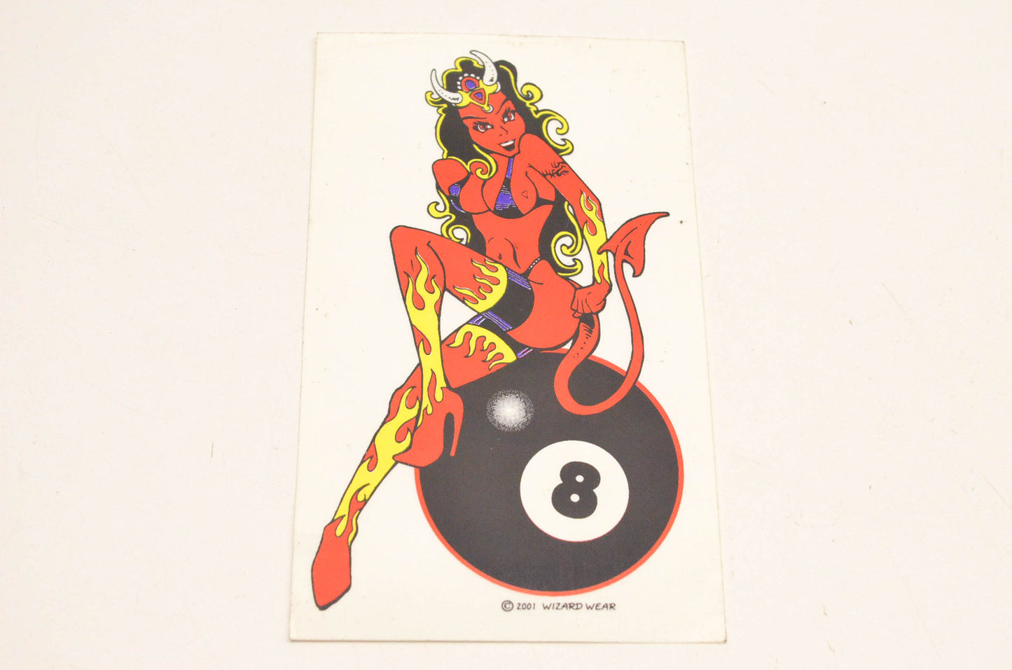 Wizard Wear Eightball Devil Girl Pinup Decal 4"x6". NOS