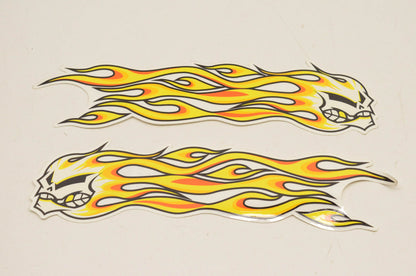 Aftermarket DA1077IN Flaming Skull Left/Right Decal 9"x2". NOS