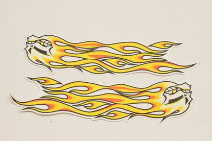 Aftermarket DA1077IN Flaming Skull Left/Right Decal 9"x2". NOS