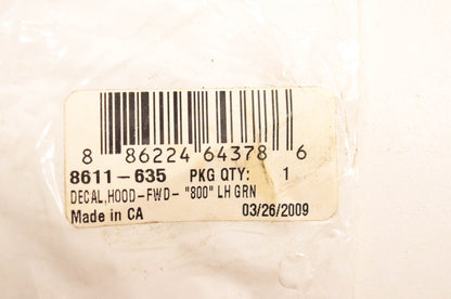 New OEM Arctic Cat 8611-635 Forward "800"Lefthand Green Hood Decal NOS