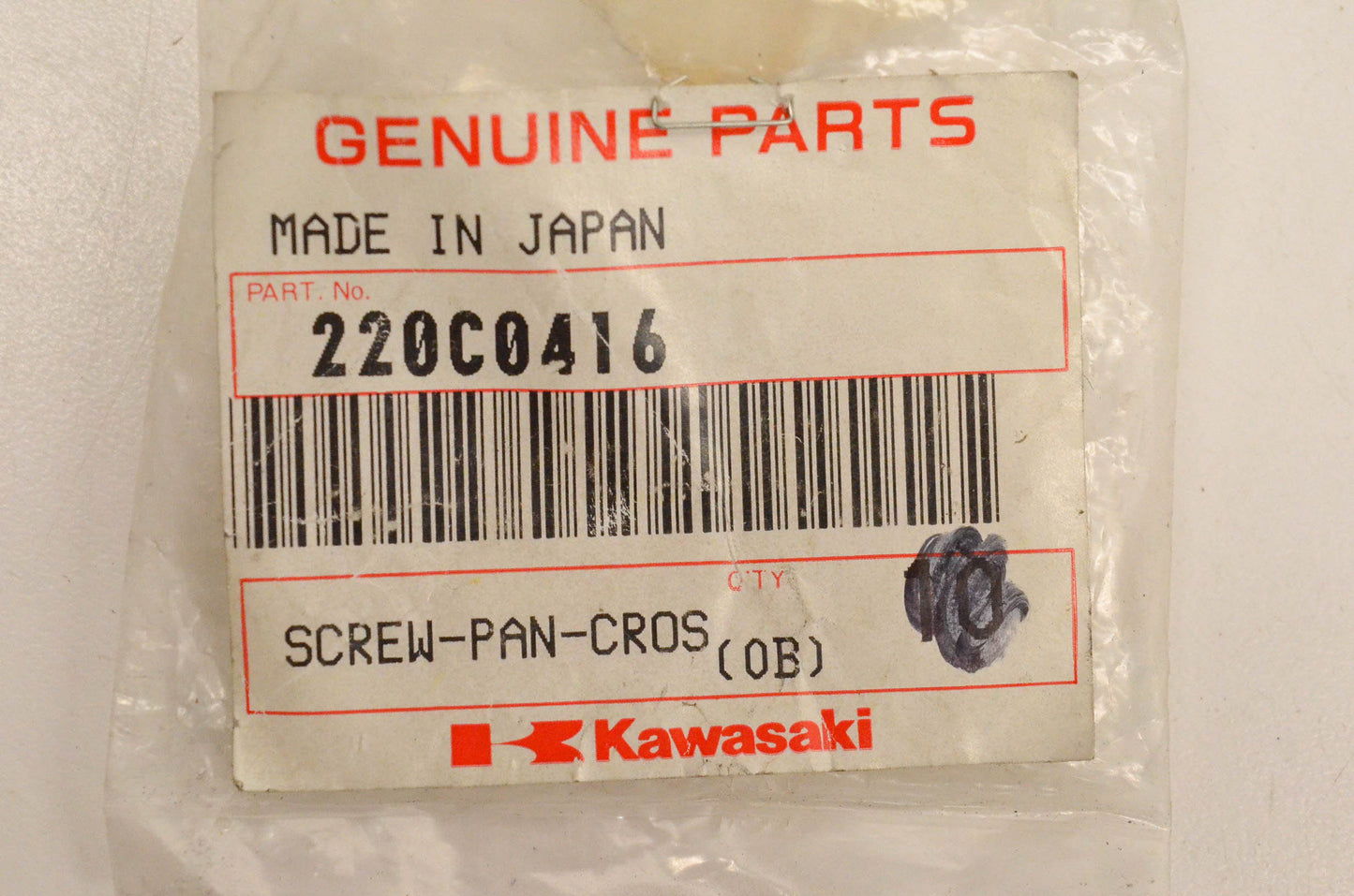 New OEM Kawasaki 220C0416 Screw QTY 3 NOS