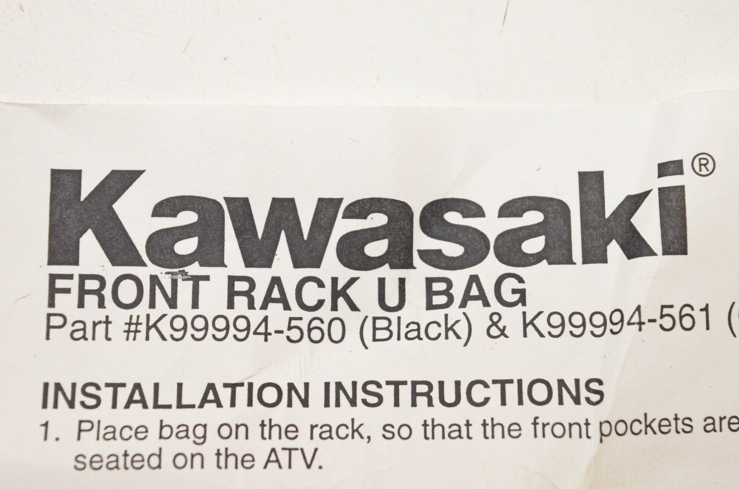 New OEM Kawasaki K99994-560 Front Rack U Bag NOS