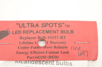 Wixtech 43283 Ultra Spots 1157-RT Red LED Bulb NOS