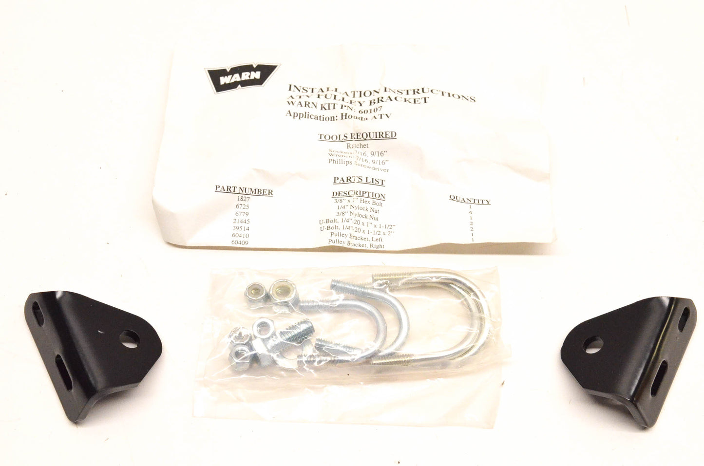 Warn 60107, KAF90244 ATV Pulley Bracket Kit NOS