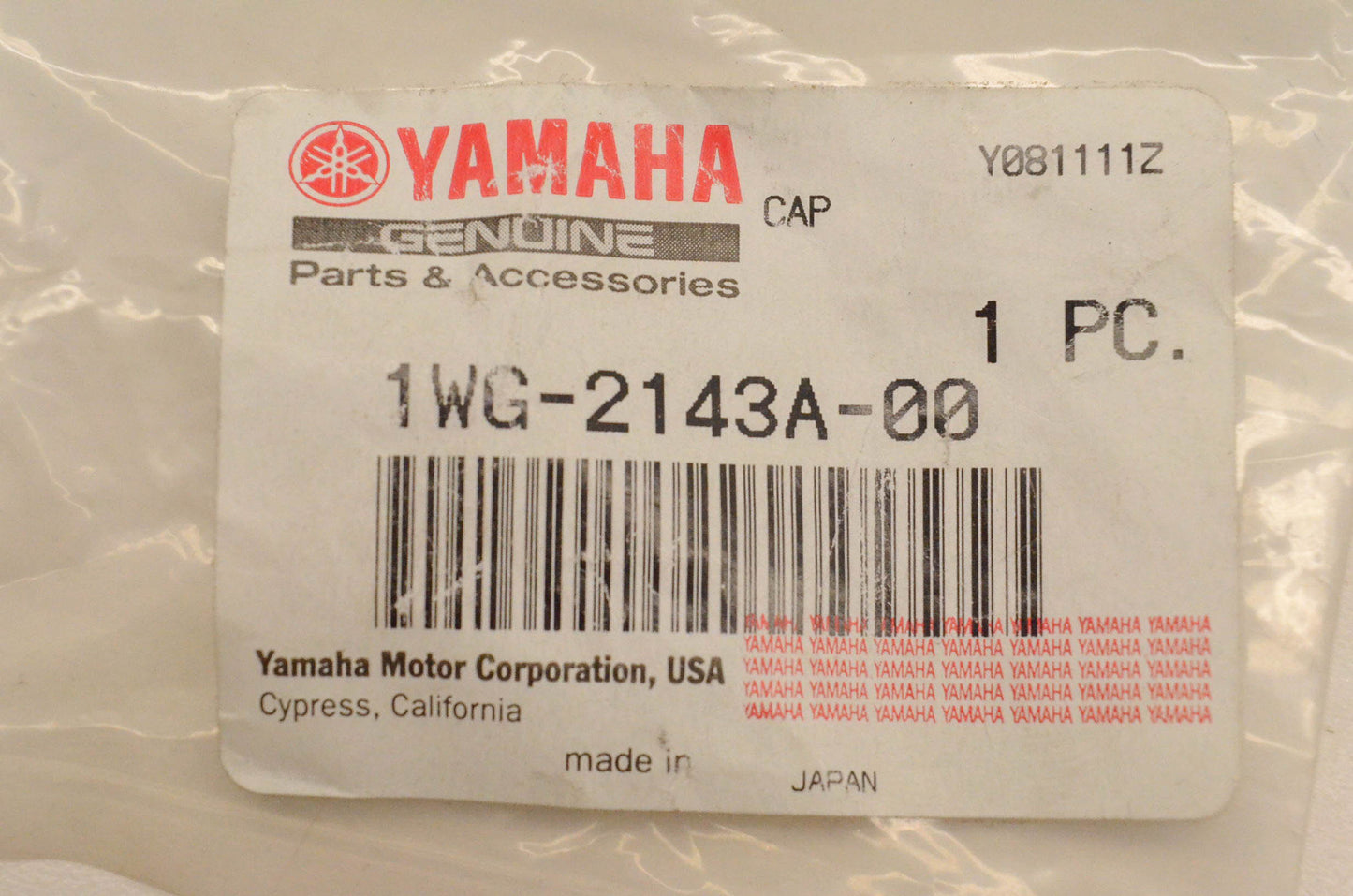 New OEM Yamaha 1WG-2143A-00-00 Cap NOS