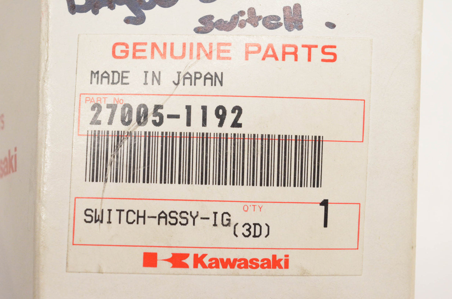 New OEM Kawasaki 27005-1192 Ignition Switch Assembly NOS