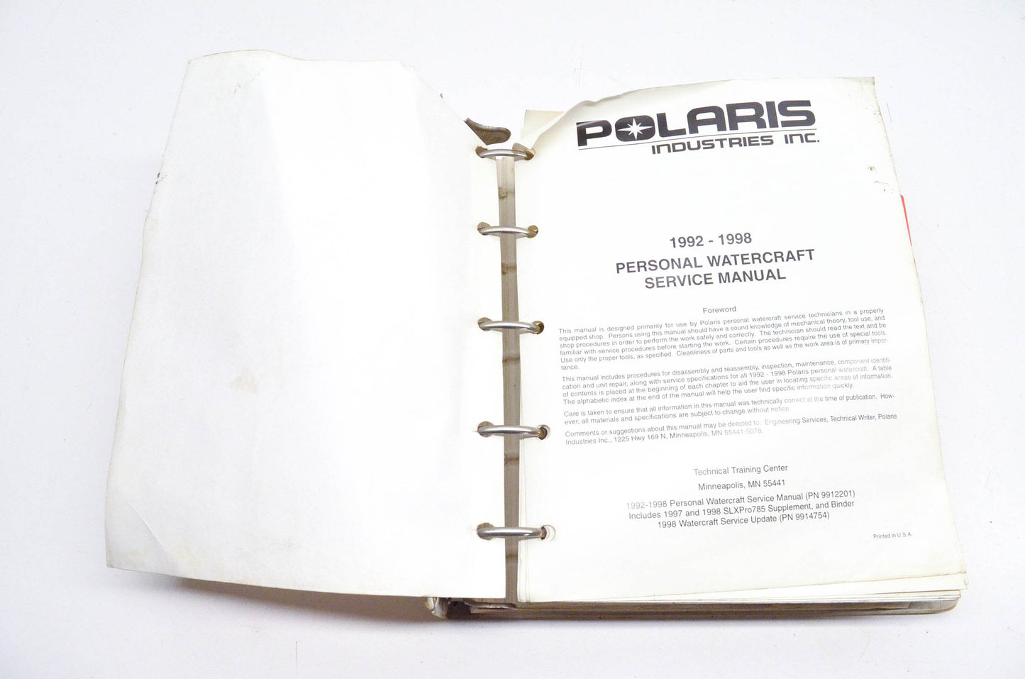 OEM Polaris 9912201 1992-98 Personal Watercraft Service Manual