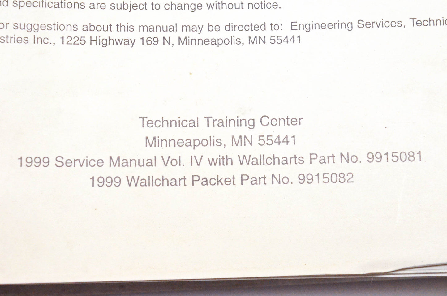 OEM Polaris 1999 Snowmobile Service Manual Volume 4 And Wallchart Packet