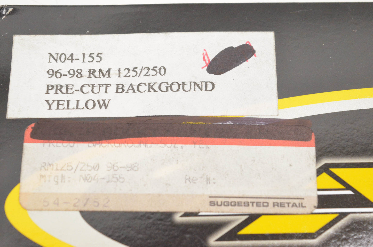 N Style N04-155, 54-2752 Pre Cut Number Plate Yellow Background Kit NOS