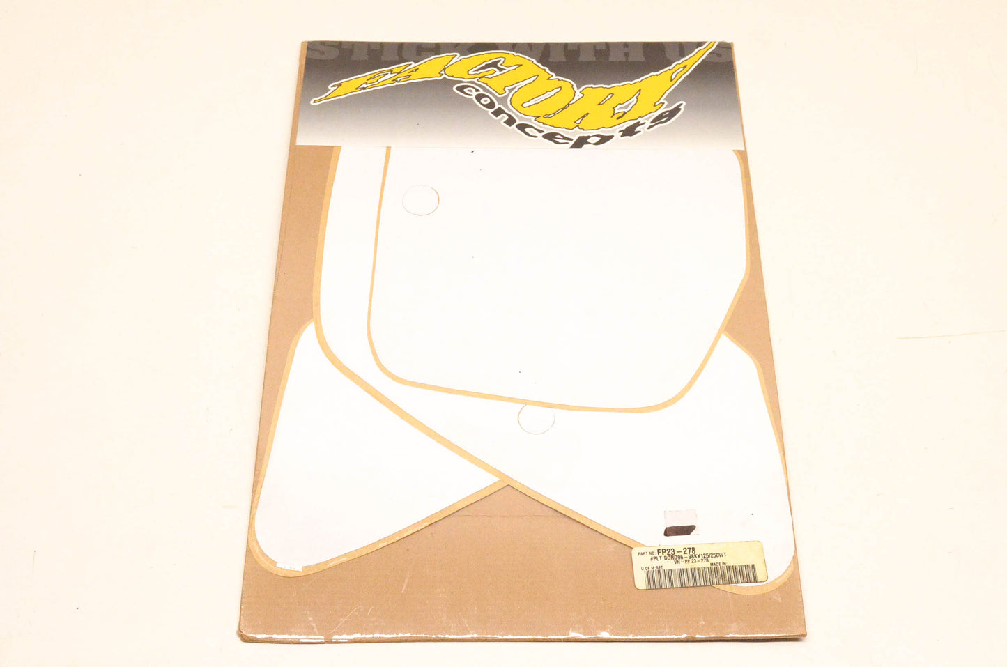 Factory Concepts FP23-278 Pre Cut Number Plate White Background Kit NOS