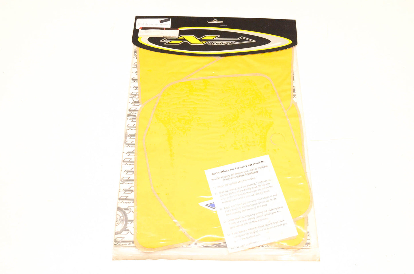 N Style N04-179, 54-2749 Pre Cut Number Plate Yellow Background Kit NOS