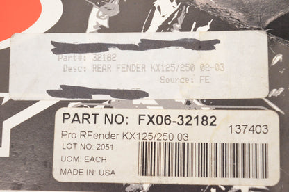 Factory Effex FX06-32182 Rear Fender Green Graphics NOS