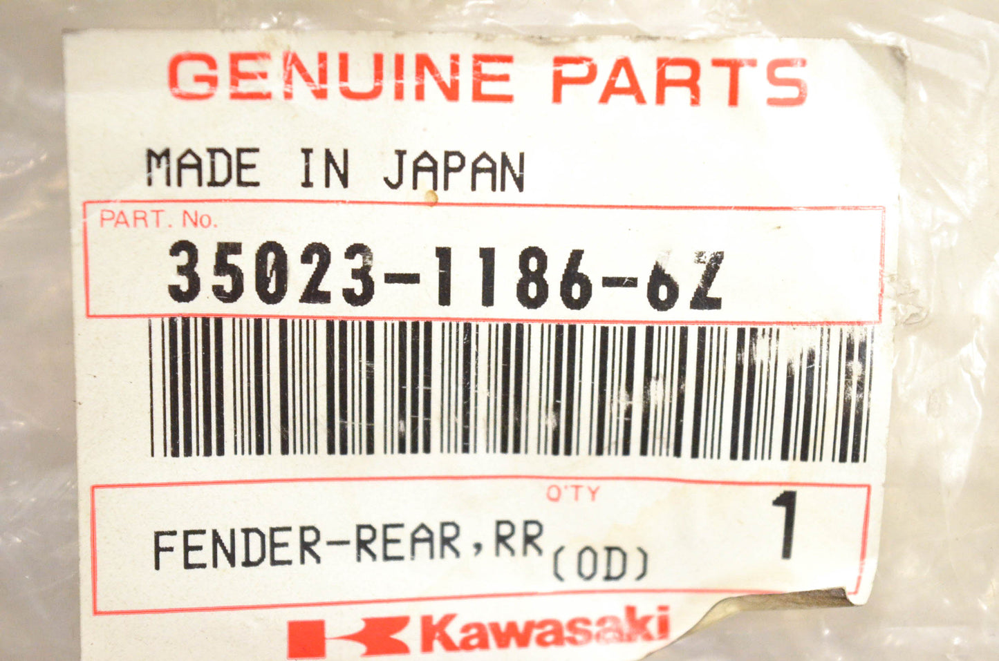 New OEM Kawasaki 35023-1186-6Z Rear Fender Cover NOS