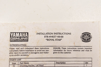New OEM Yamaha STR-4NK57-40-00 Floorboard Mount Kit NOS