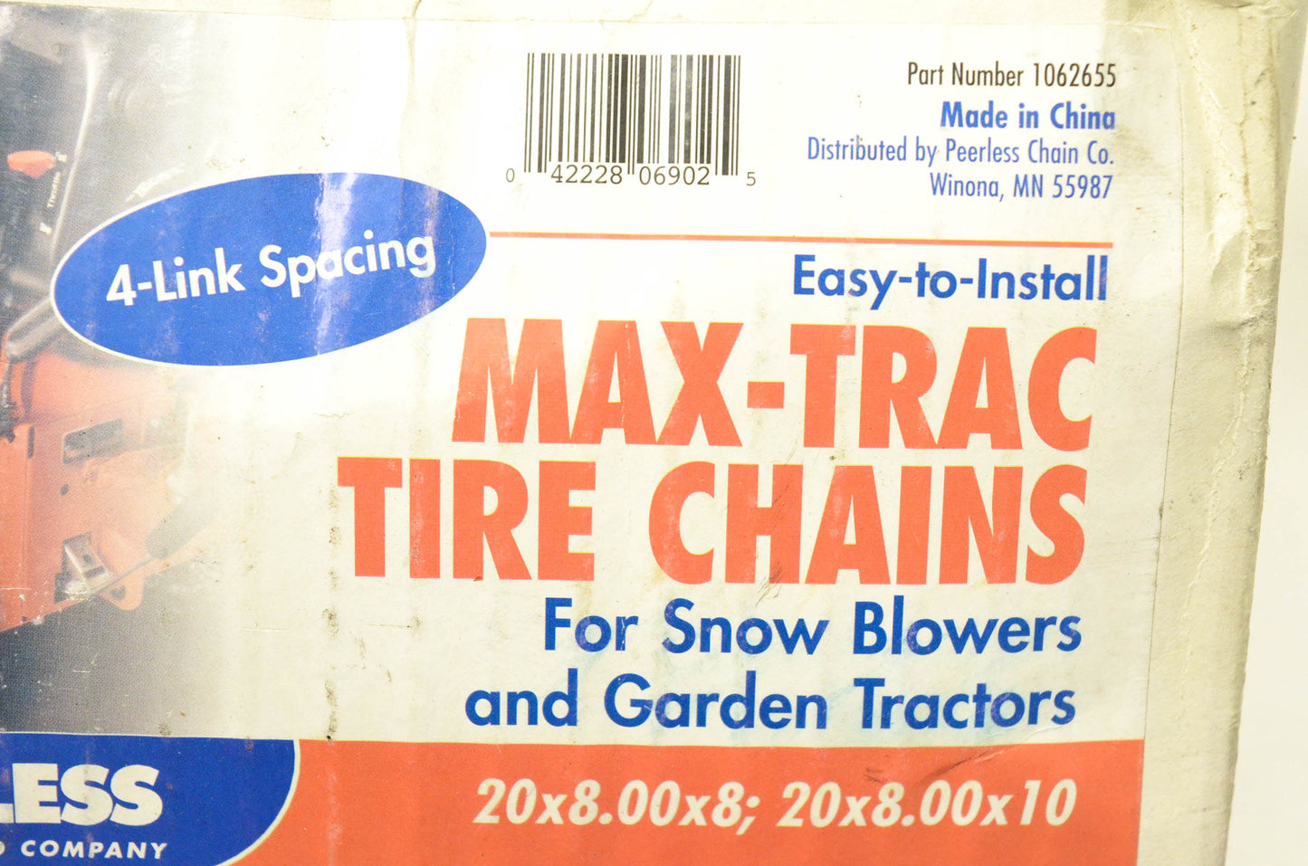 Peerless 1062655 Max Trac Tire Chain Kit 20x8x8 20x8x10 NOS