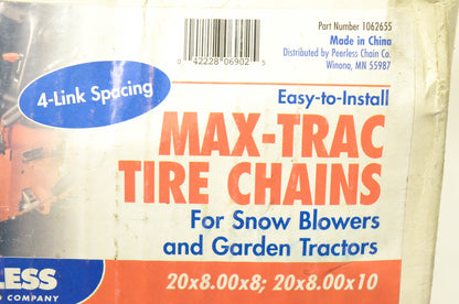 Peerless 1062655 Max Trac Tire Chain Kit 20x8x8 20x8x10 NOS