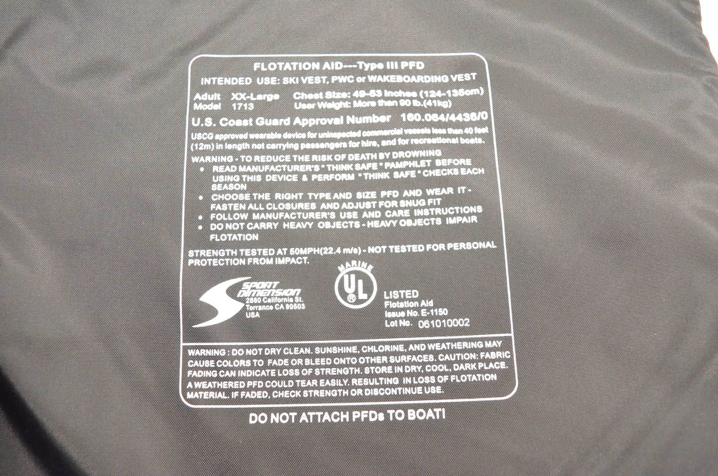 Sea Doo 1713 Adult Life Vest XXL