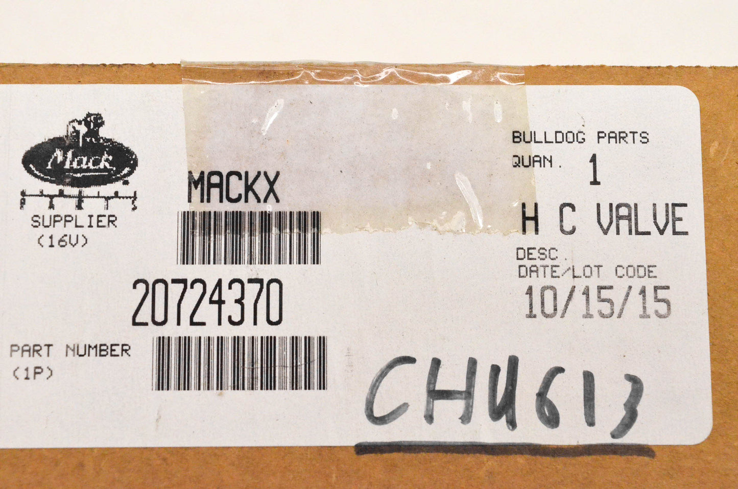 Mack 20724370 H C Valve NOS