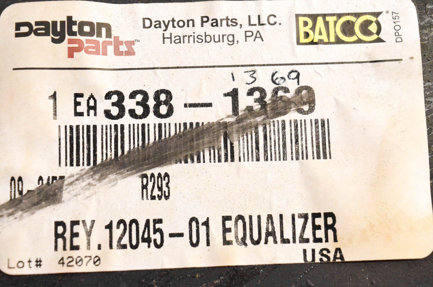 Dayton Parts Batco 338-1369 Equalizer NOS