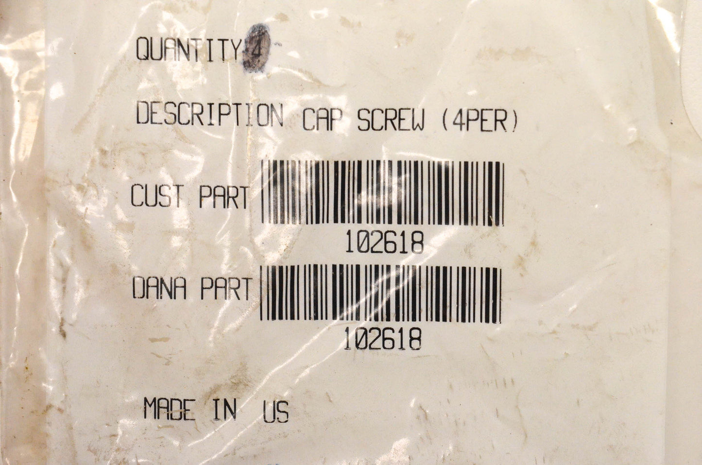 OEM Dana Spicer 102618 Cap Screw QTY 4 NOS