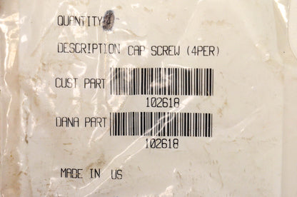 OEM Dana Spicer 102618 Cap Screw QTY 4 NOS