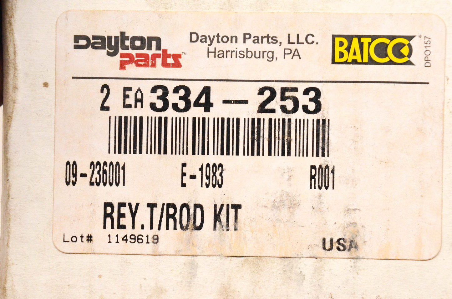 Dayton Parts 334-253, 09-236001 Tie Rod Kit NOS