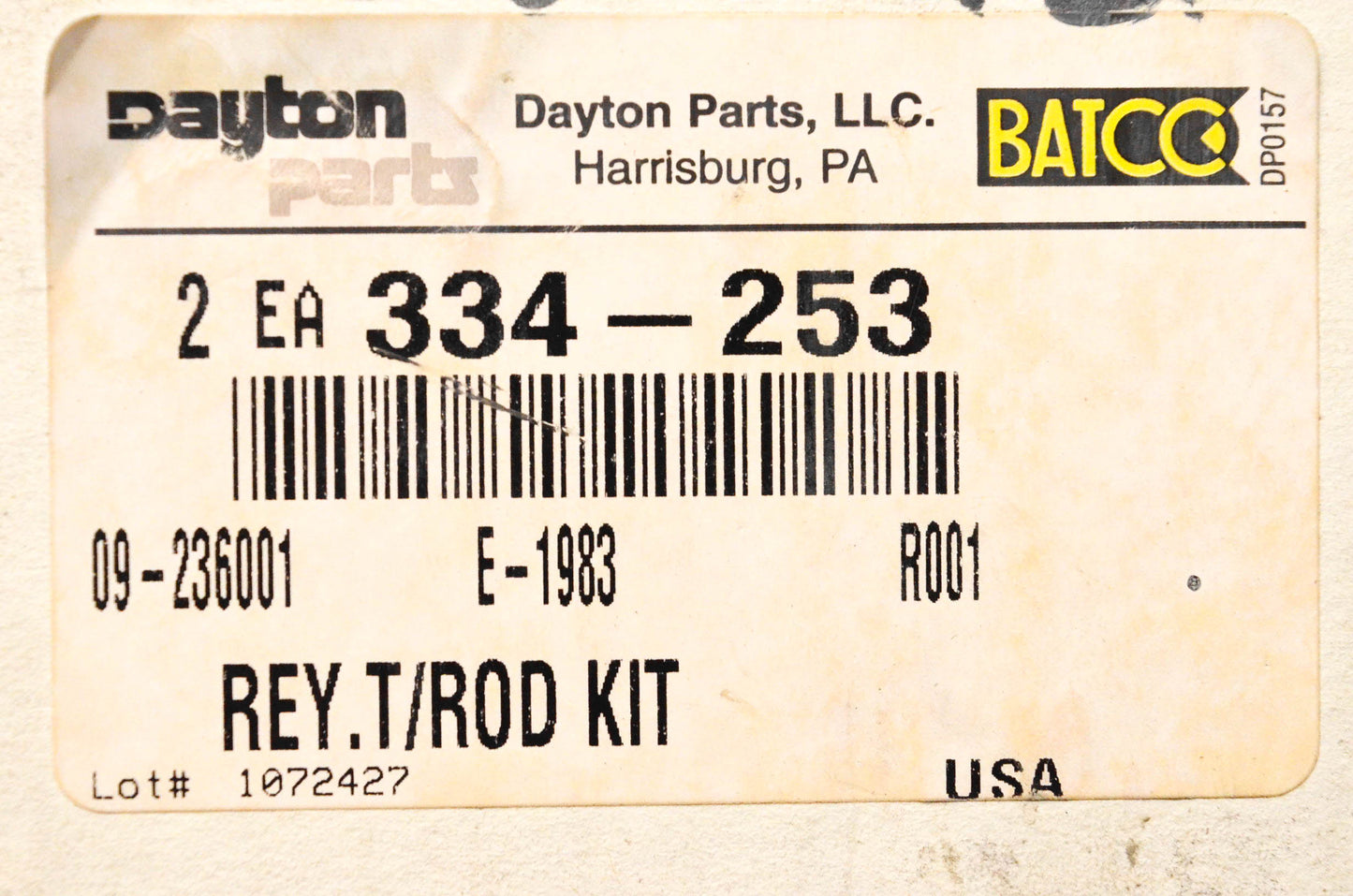 Dayton Parts 334-253 Tie Rod Kit NOS