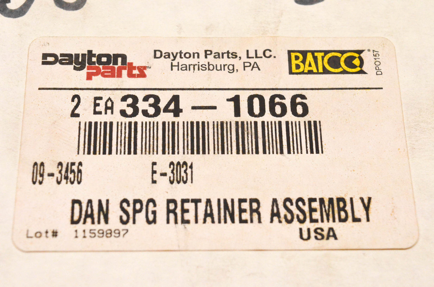 Dayton Parts 334-1066, 09-3456, E-3031 DAN Spring Retainer Assembly NOS