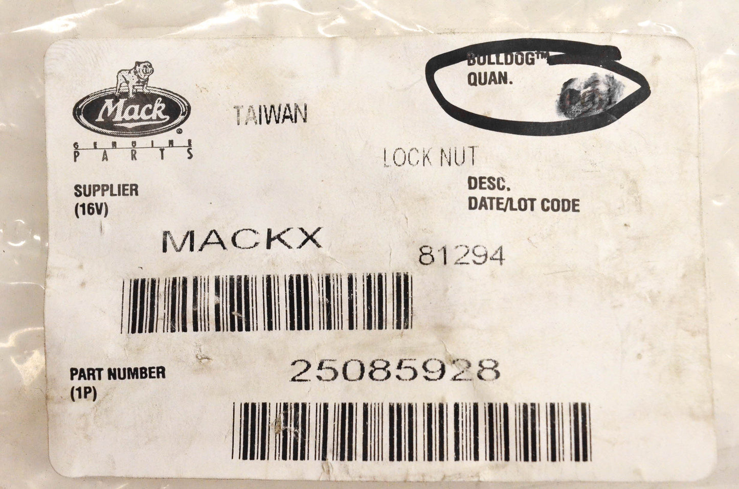 Mack 25085928 Locknut NOS