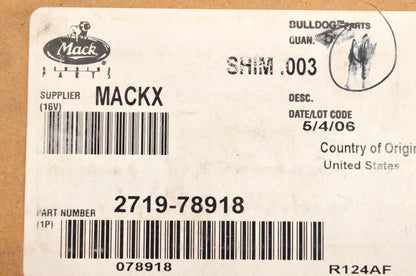 Mack 2719-78918 Shim .003 NOS