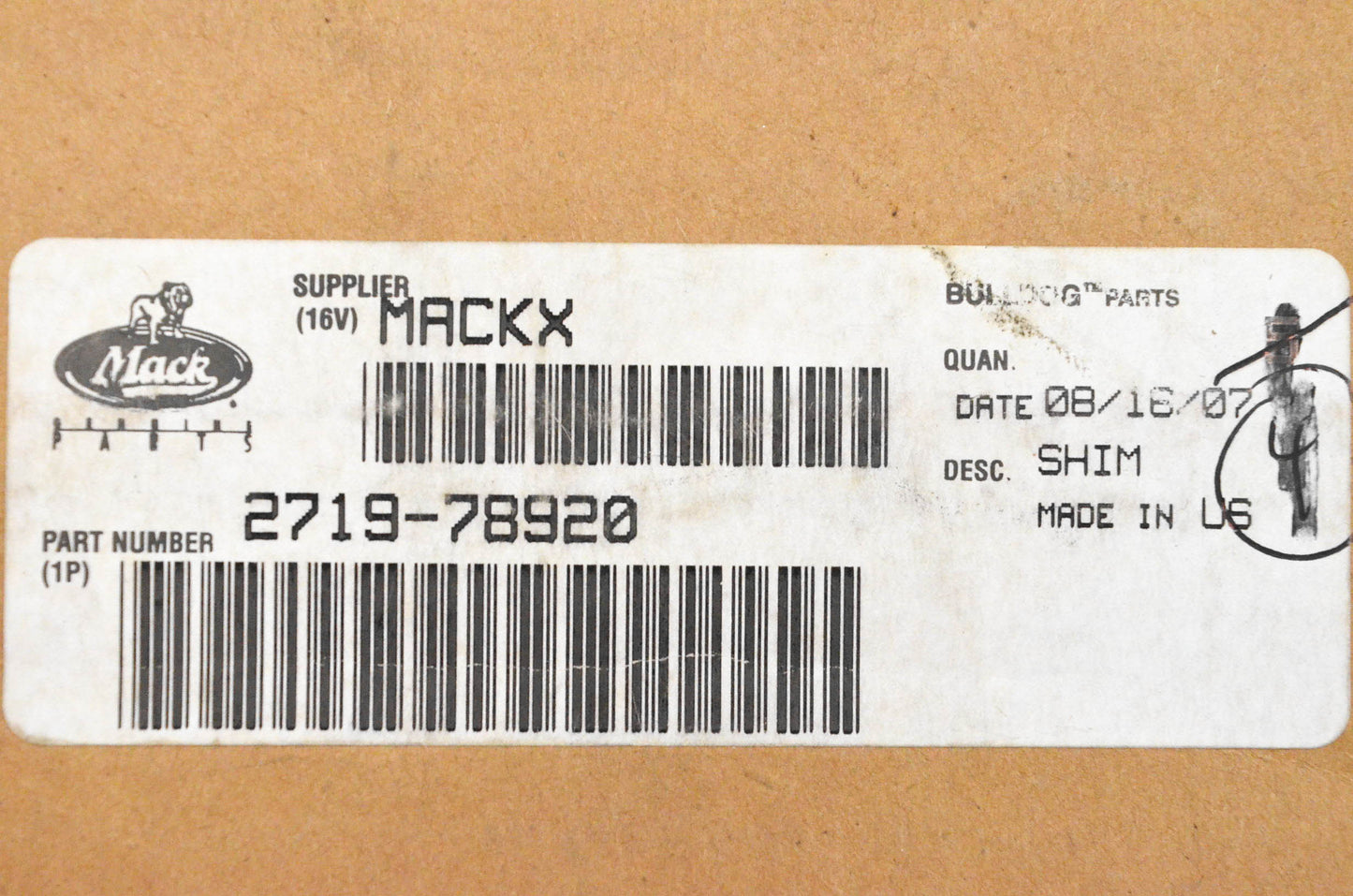 Mack 2719-78920 Shim NOS