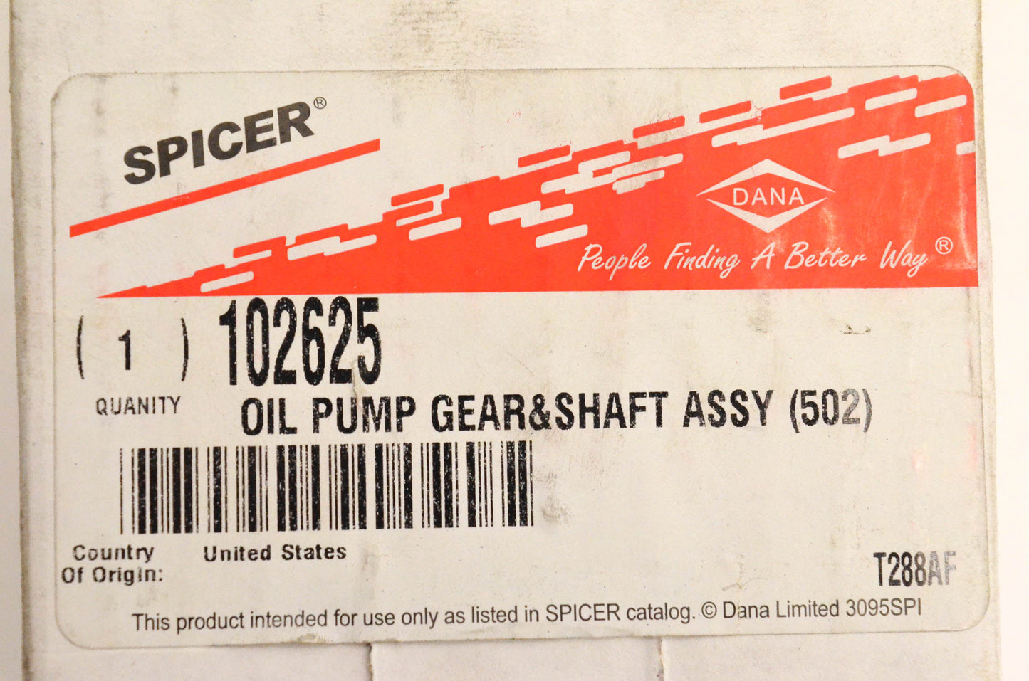 Spicer 102625 Oil Pump Gear And Shaft Assembly NOS